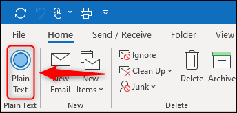 Кнопка 'Обычный текст' в новой группе на ленте