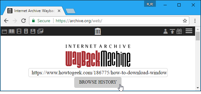 Поле ввода адреса в Wayback Machine