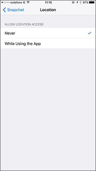 Переключатель местоположения выключен в iOS