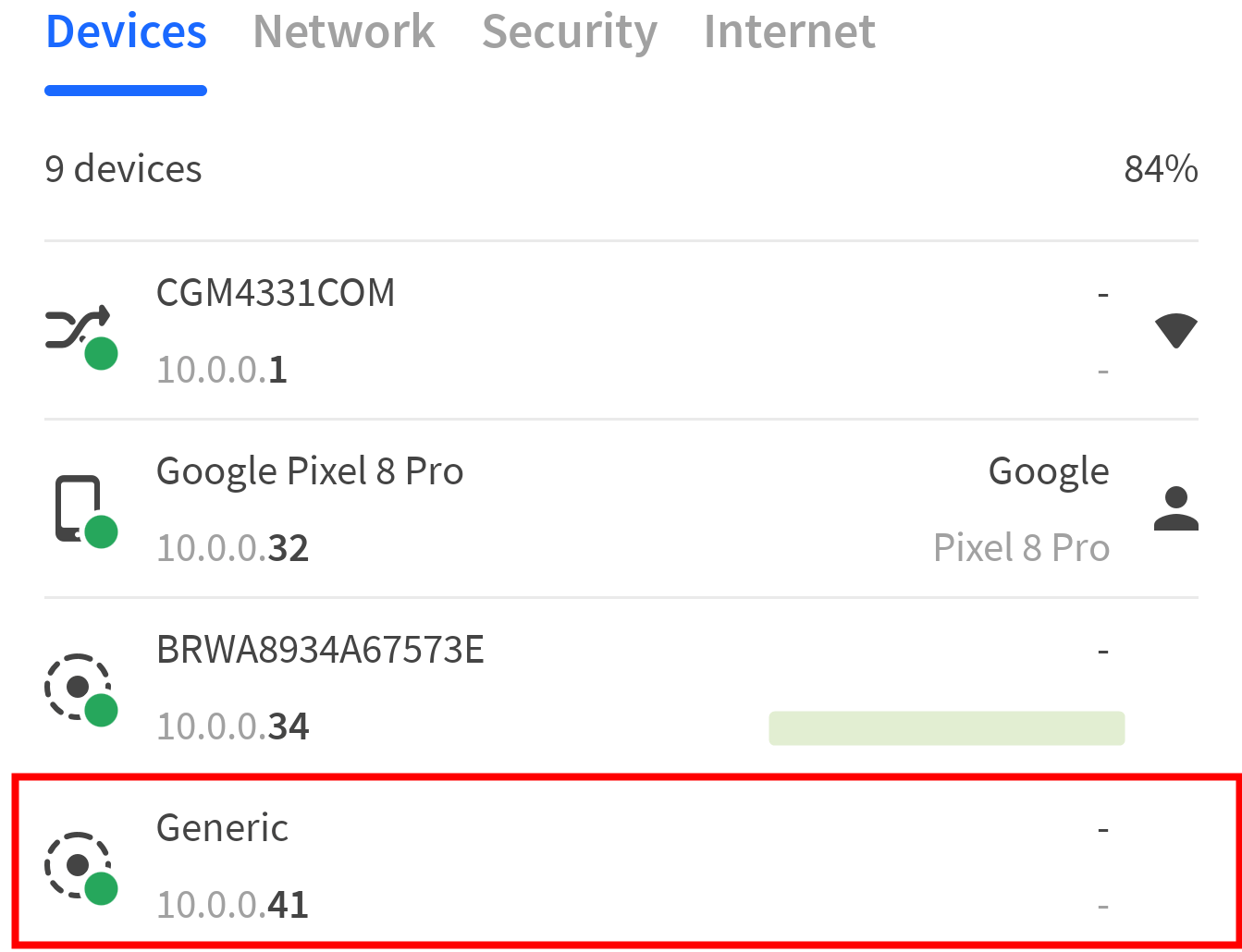 Некоторые камеры и другие устройства могут отображаться как 'Generic.'