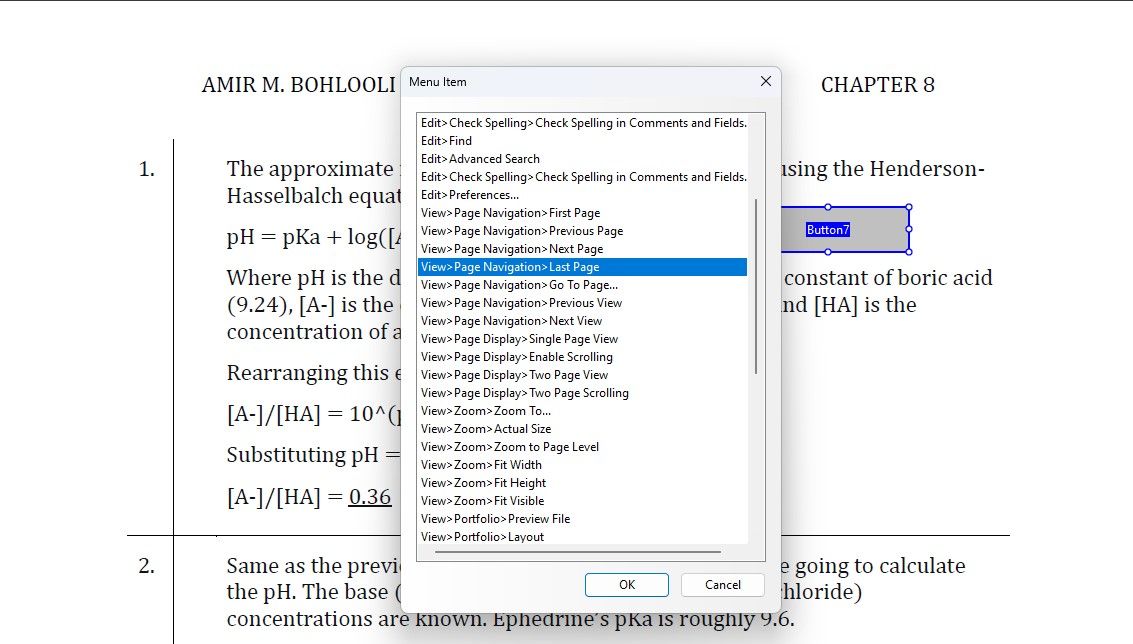 Добавление пункта меню в действие кнопки.