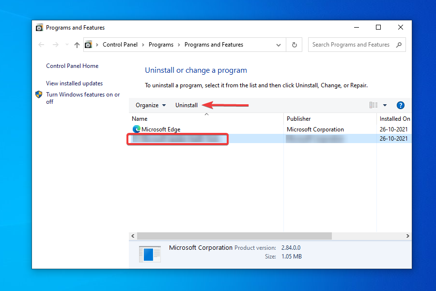 Удаление приложения
