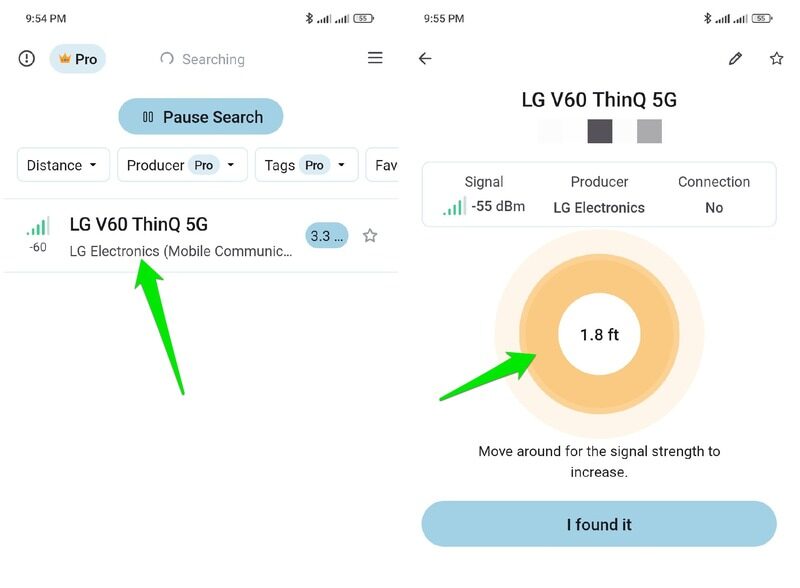 Приложение UFind показывает примерное местоположение Bluetooth‑устройства