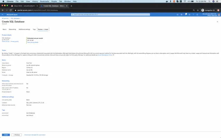 Сообщение о завершении развертывания с кнопкой перехода к ресурсам