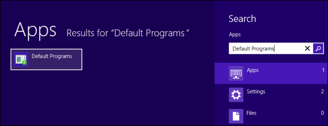 Окно поиска для Default и результат в меню Пуск