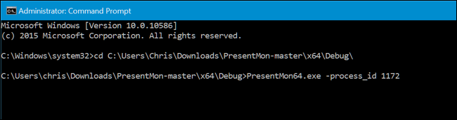 PresentMon выводит FPS в окне командной строки
