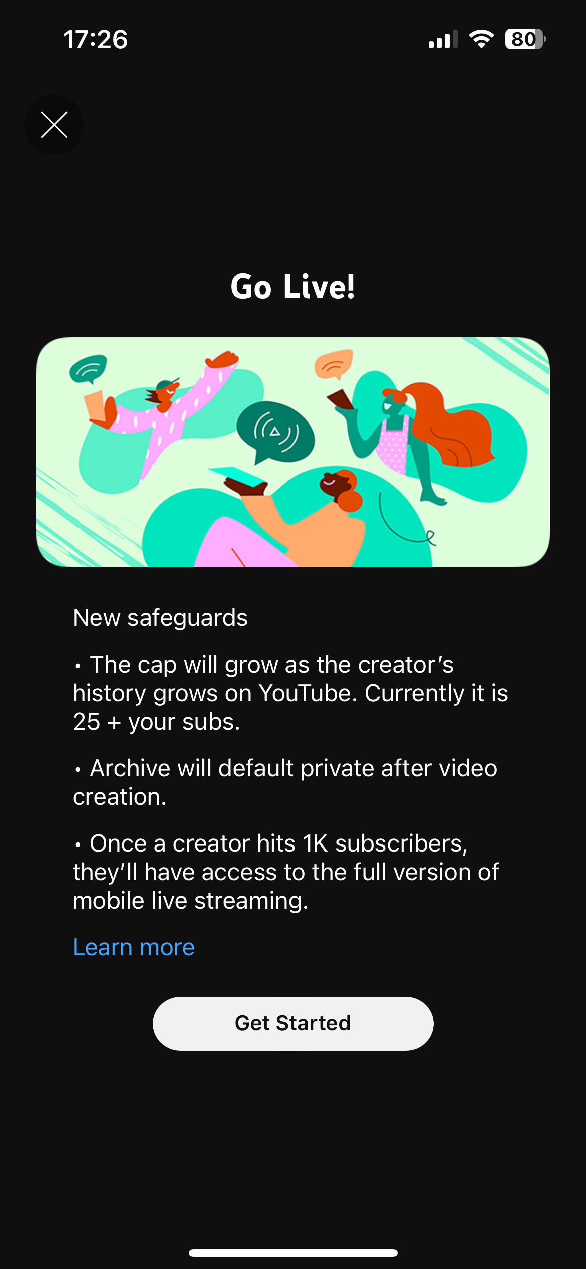 интерфейс трансляции в приложении YouTube iOS