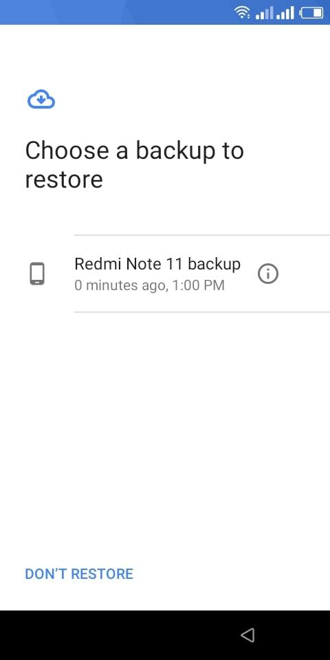 Choosing a backup to restore
