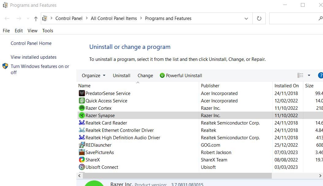 Кнопка Change для Synapse