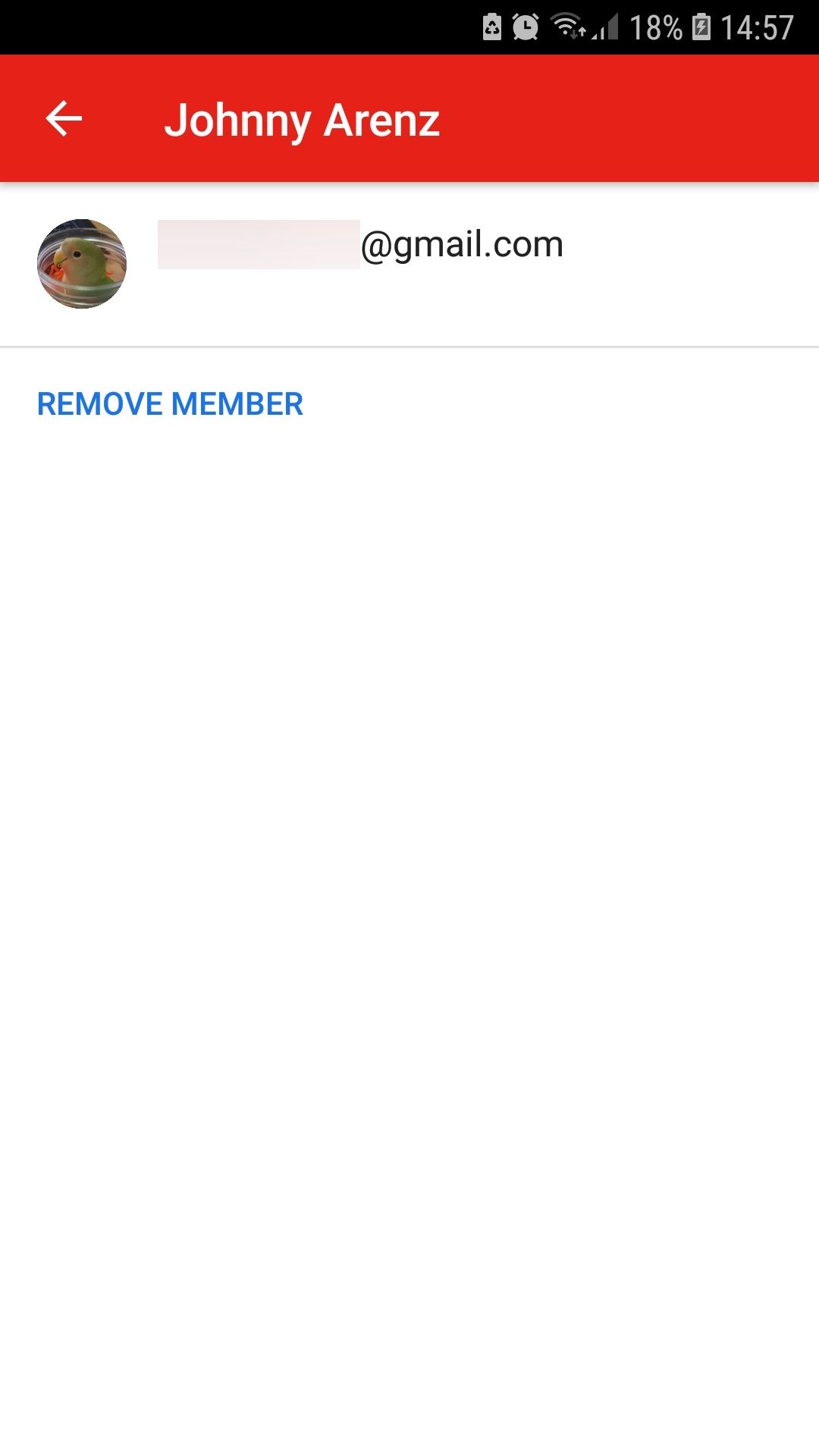Экран удаления участников в мобильном приложении YouTube
