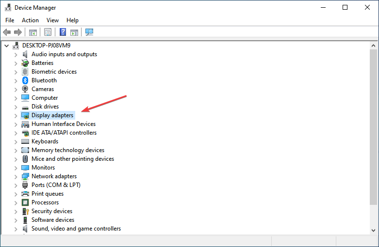 Раздел графических адаптеров