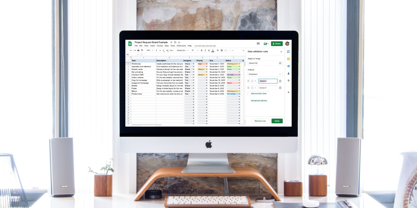 Выпадающие списки в Google Таблицах