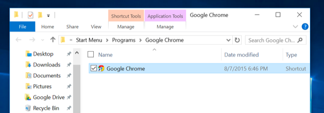 Пример контекстного меню ярлыка в Проводнике