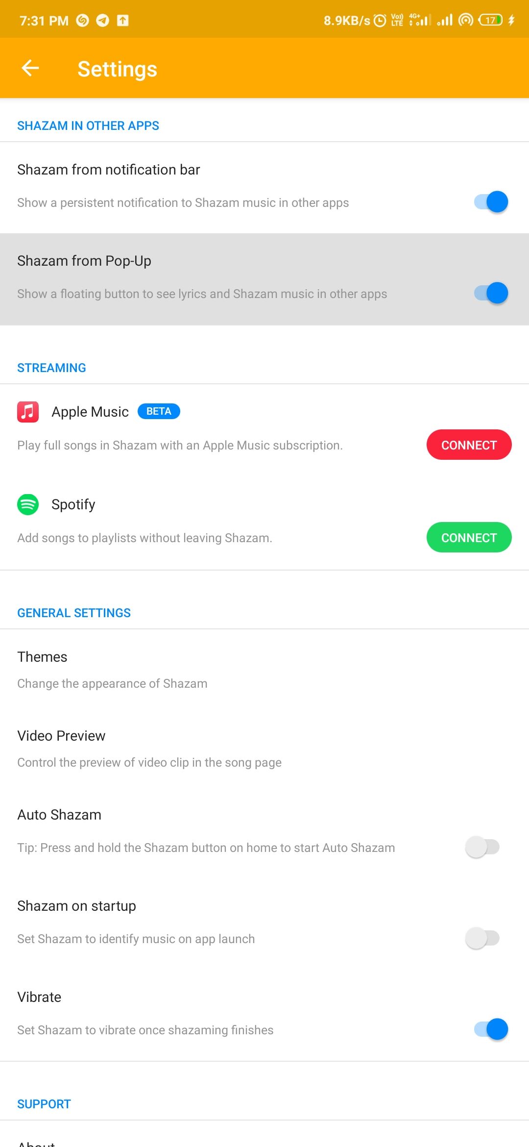 Включить Shazam через всплывающую кнопку
