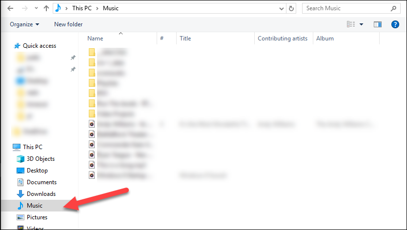 Проводник файлов Windows с папкой Music