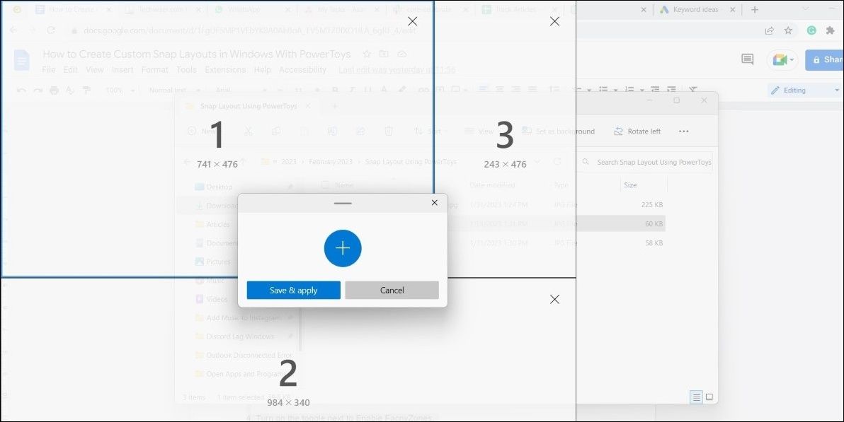 Создание нового макета в PowerToys с добавлением зон и изменением размеров