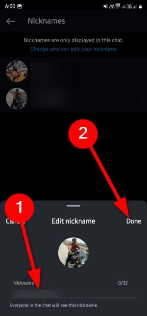 Поле ввода прозвища для участника чата
