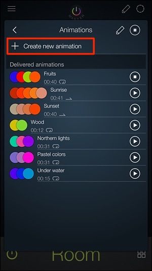 Кнопка Create new animation — начать новую анимацию