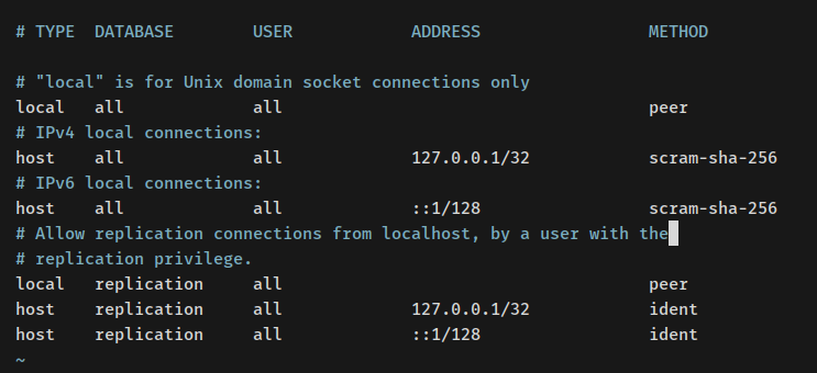 Настройка аутентификации PostgreSQL