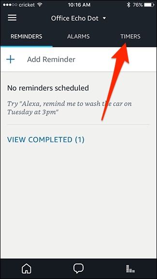 Список установленных таймеров в приложении Alexa