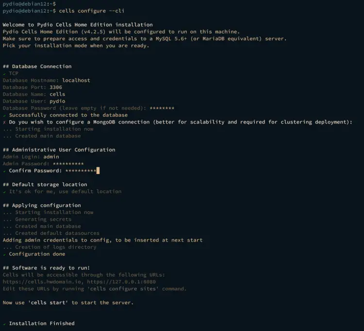 Конфигурация cells через CLI