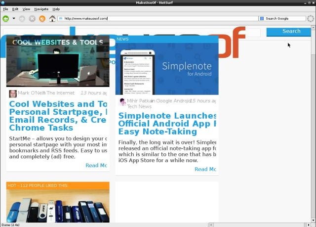 Рендеринг страницы NetSurf на Raspberry Pi