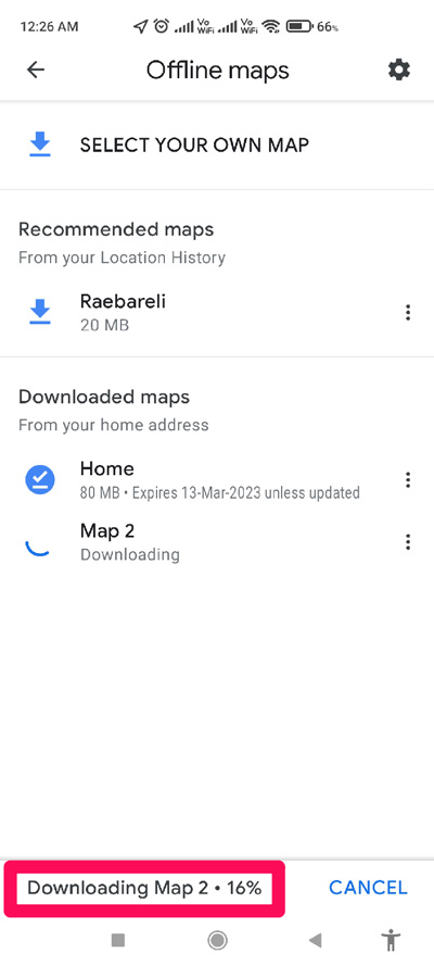 Accéder à la carte téléchargée
