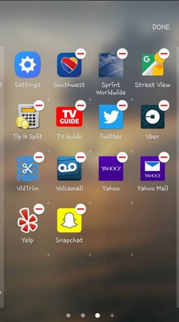 Экран удаления приложений на Galaxy S7
