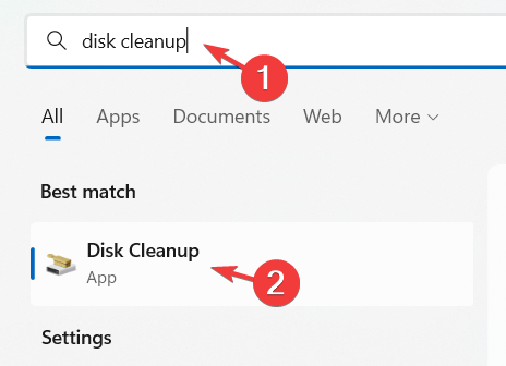 Запуск очитски диска через поиск Windows