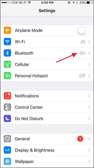Список устройств Bluetooth в iOS