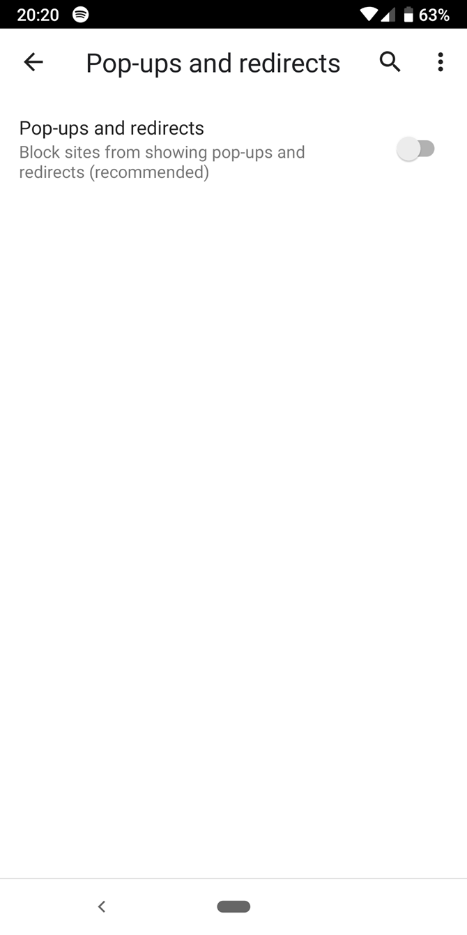 Параметры всплывающих окон в Chrome