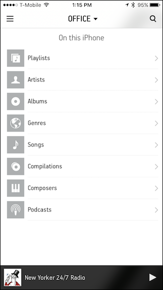 Список подкастов на iPhone в Sonos