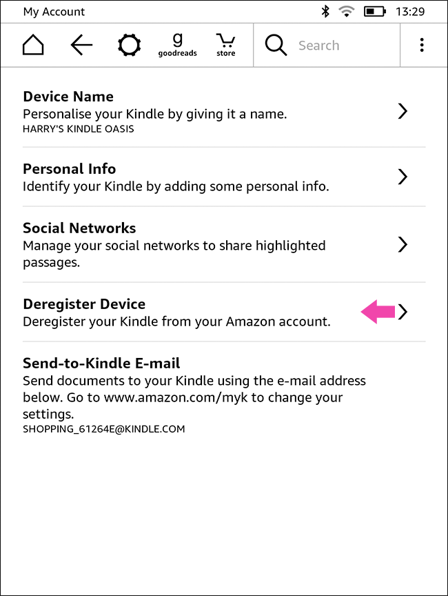Go to My Account > Deregister Device