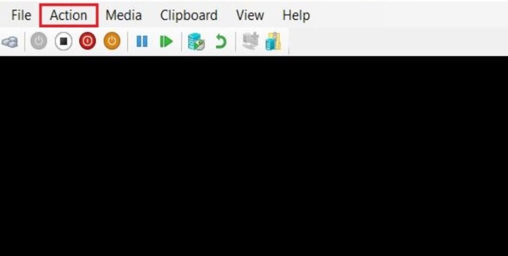 Панель действий Hyper-V для выключения или удаления ВМ