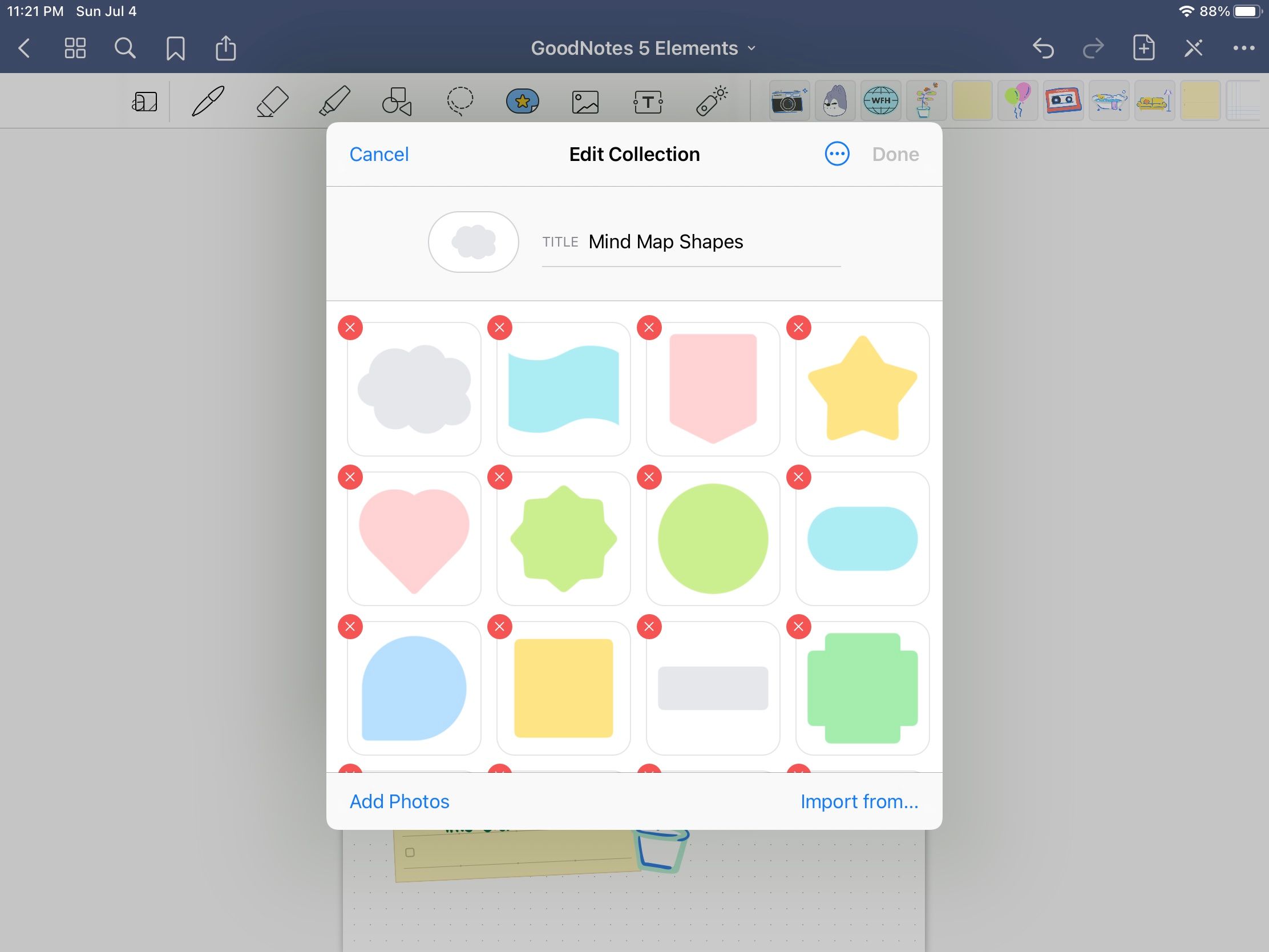 edit goodnotes elements collection