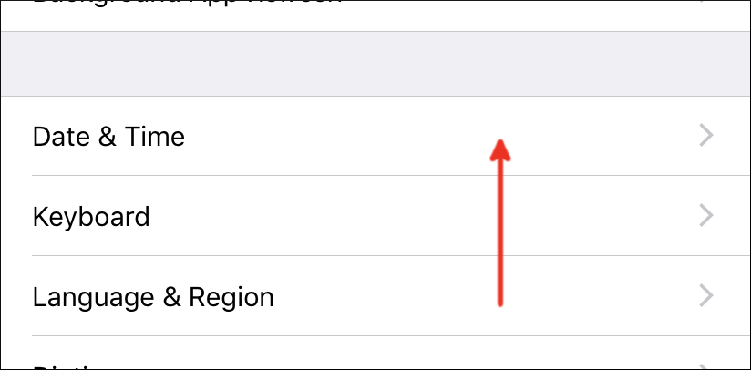 Параметры даты и времени iOS