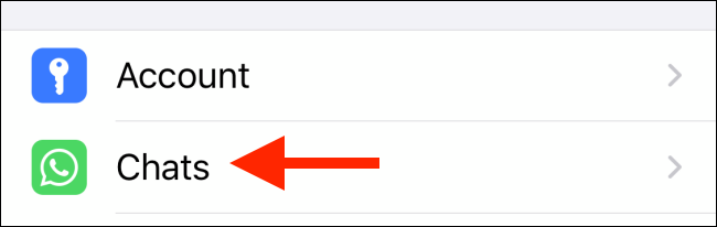 Откройте Чаты в разделе Настройки