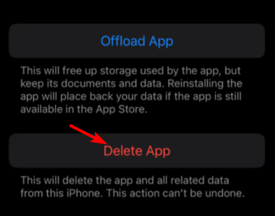 Кнопка 'Удалить приложение' в настройках iPhone