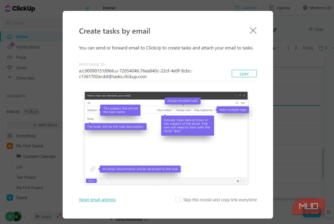 Копирование e-mail адреса списка