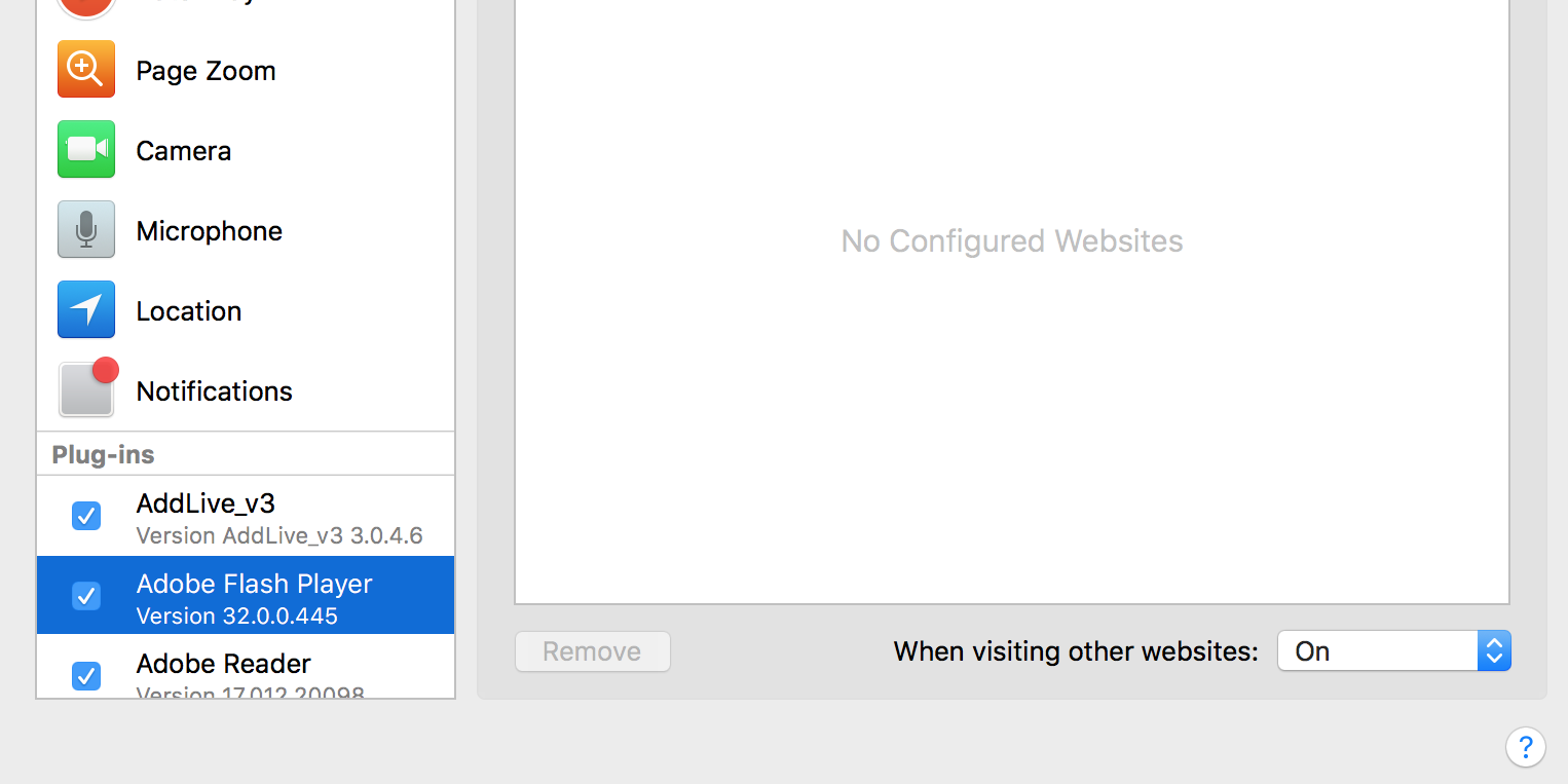 Включение Flash в Safari
