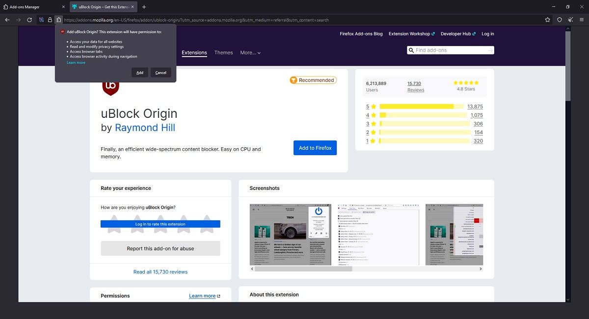 Add Confirmation for Extension in Tor Browser