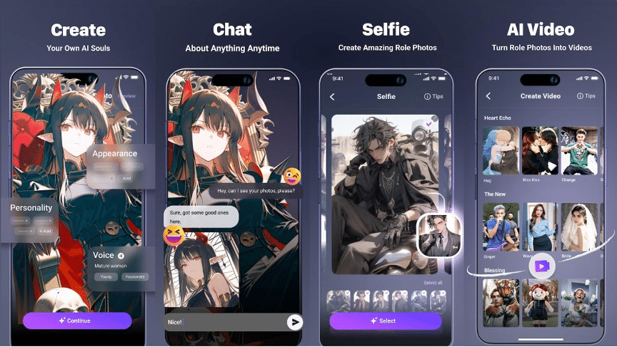 Фрагмент интерфейса Flipped Chat: беседа с персонажем и история памяти