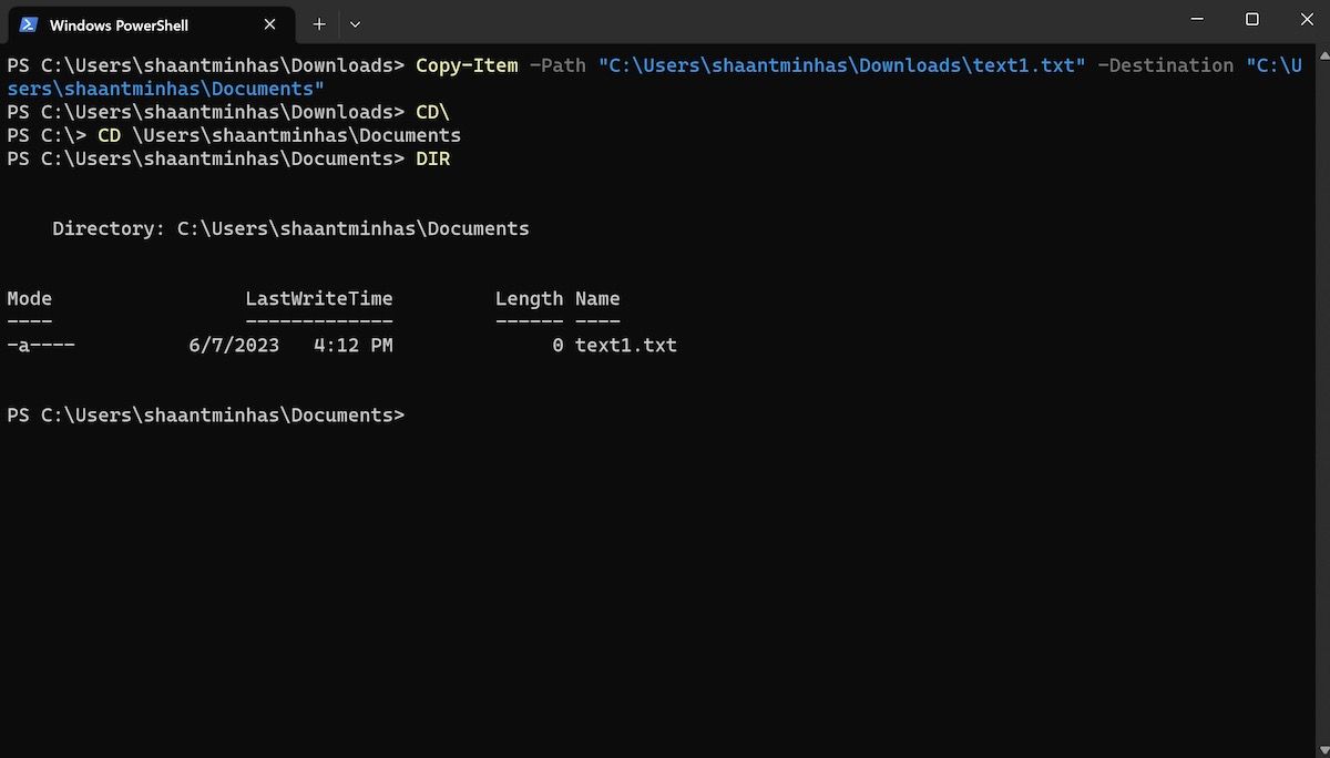 Окно PowerShell с копированием файлов и прогрессом