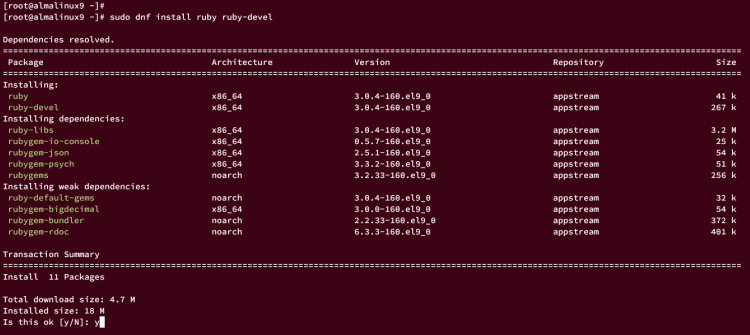 Установка Ruby через dnf