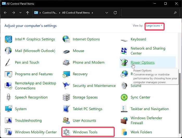 Herramientas de Windows desde el Panel de control