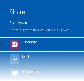 Поделиться с помощью Charms Bar