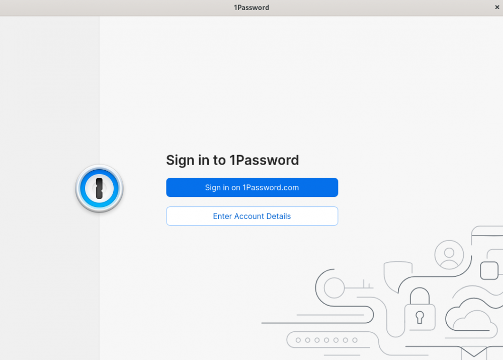 Экран входа в 1Password на Linux