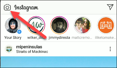 Интерфейс камеры Instagram: режим Историй