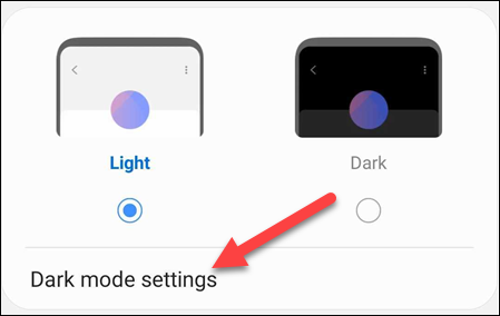 dark mode settings