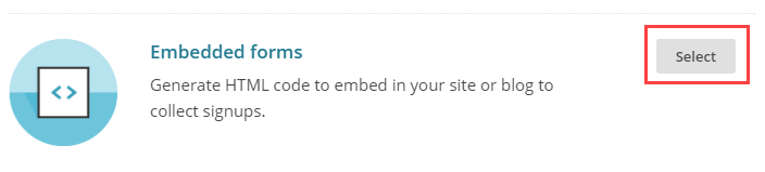 Скриншот: выбор встроенных форм в MailChimp